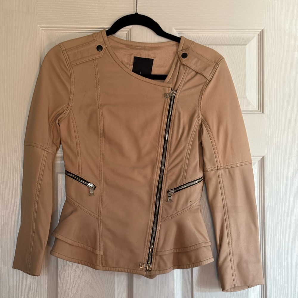 Super soft real leather jacket in a soft pink cream color.